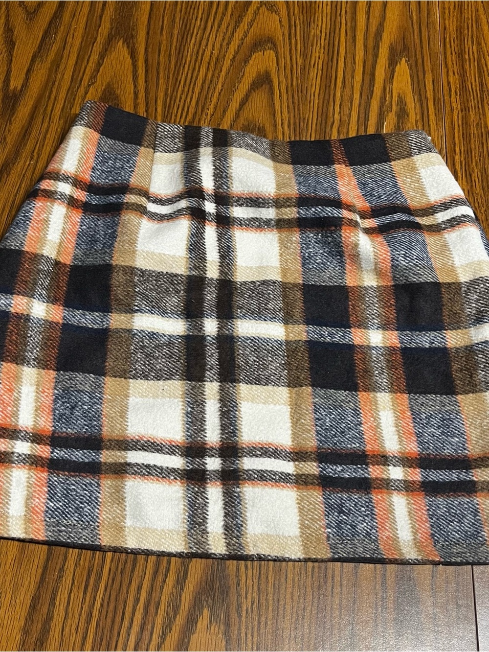 Plaid Lined Mini Skirt in Cream, Black & Tan